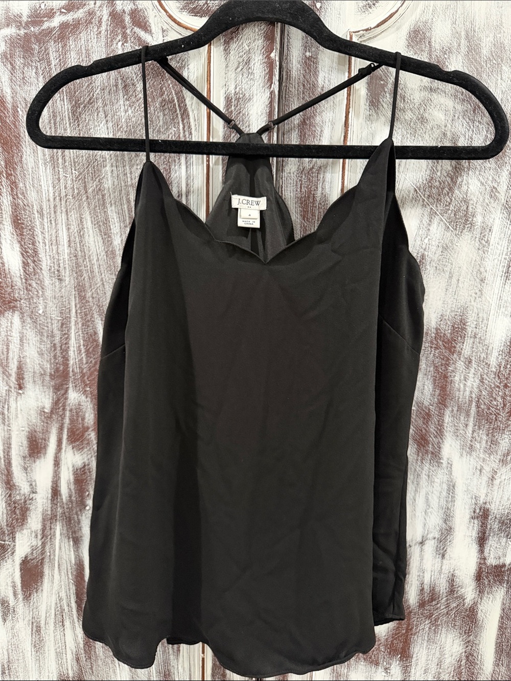 J. Crew Black Silk-Blend Camisole with Spaghetti Straps